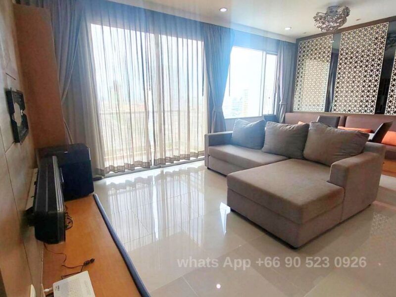 Modern 2-Bedroom Condo for Rent, wide balcony ideal for remote work, in Sathorn